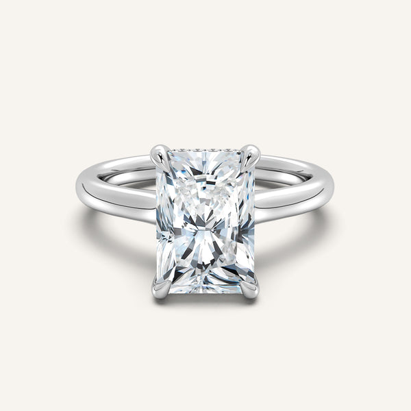 Cathedral Hidden Halo Engagement Ring | 14k White Gold