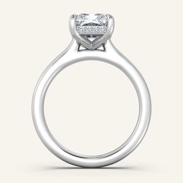 Cathedral Hidden Halo Engagement Ring | 14k White Gold