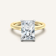 Image for Radiant Cut Cathedral Hidden Halo Engagement Ring | 14k Two Tone