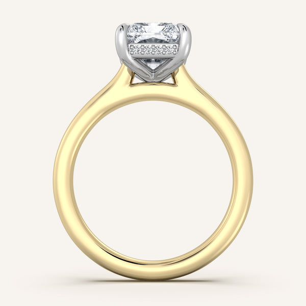 Cathedral Hidden Halo Engagement Ring | 14k Two Tone