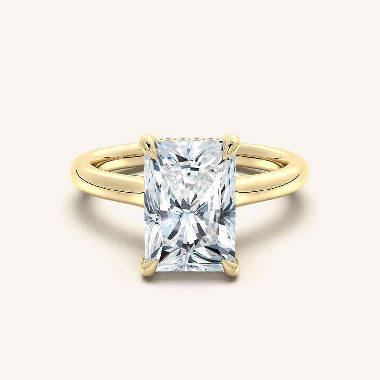 Image for Radiant Cut Cathedral Hidden Halo Engagement Ring | 18k Yellow Gold