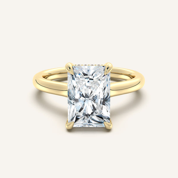 Cathedral Hidden Halo Engagement Ring | 18k Yellow Gold