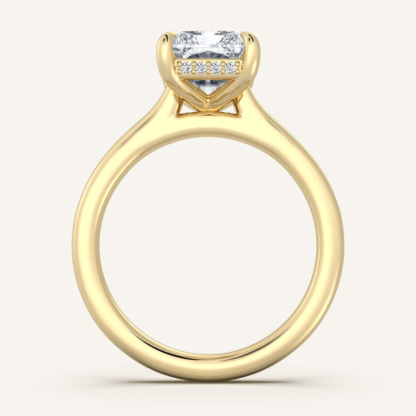 Cathedral Hidden Halo Engagement Ring | 18k Yellow Gold