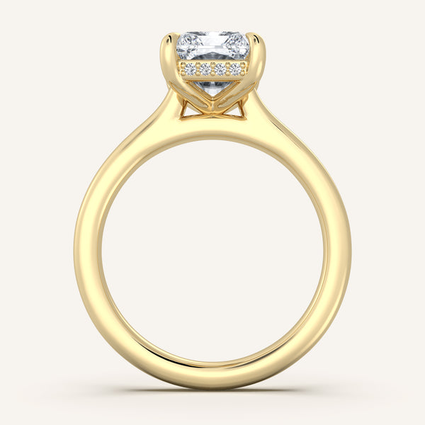 Radiant Cut Cathedral Hidden Halo Engagement Ring | 18k Yellow Gold