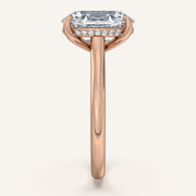 Image for Oval Cathedral Hidden Halo Engagement Ring | 18k Rose Gold