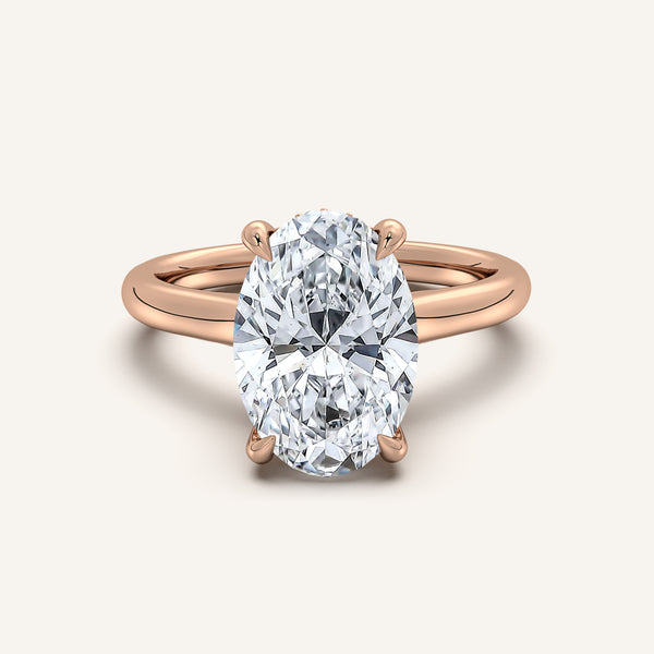Oval Cathedral Hidden Halo Engagement Ring | 18k Rose Gold