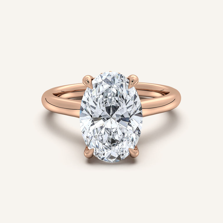 Image for Oval Cathedral Hidden Halo Engagement Ring | 18k Rose Gold