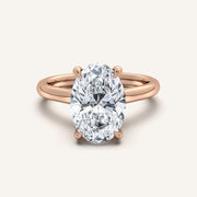 Image for Oval Cathedral Hidden Halo Engagement Ring | 18k Rose Gold