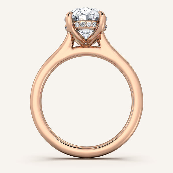 Oval Cathedral Hidden Halo Engagement Ring | 18k Rose Gold