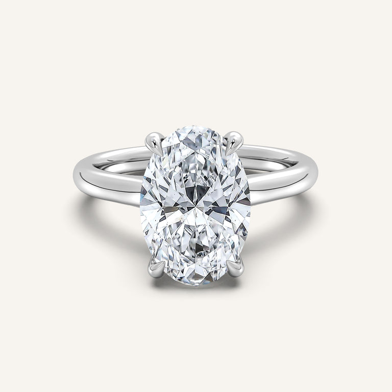 Image for Oval Cathedral Hidden Halo Engagement Ring | Platinum