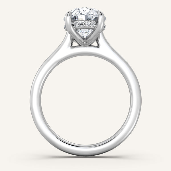 Oval Cathedral Hidden Halo Engagement Ring | 18k White Gold