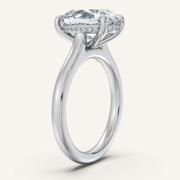 Oval Cathedral Hidden Halo Engagement Ring | 14k White Gold