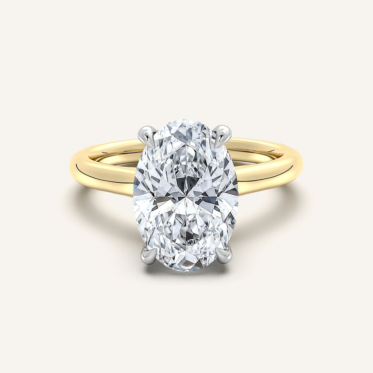 Image for Oval Cathedral Hidden Halo Engagement Ring | 18k Two Tone