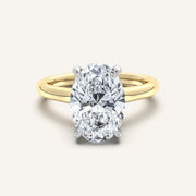 Image for Oval Cathedral Hidden Halo Engagement Ring | 18k Two Tone