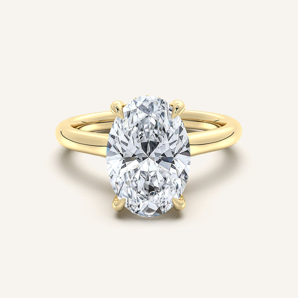 Cathedral Hidden Halo Engagement Ring | 14k Yellow Gold