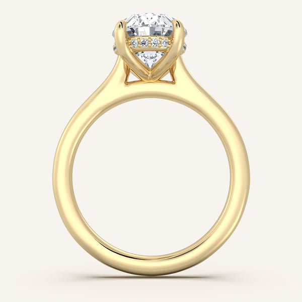 Cathedral Hidden Halo Engagement Ring | 14k Yellow Gold