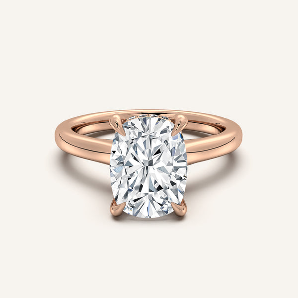 Cushion Cut Cathedral Hidden Halo Engagement Ring | 18k Rose Gold