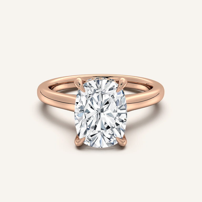 Image for Cushion Cut Cathedral Hidden Halo Engagement Ring | 18k Rose Gold