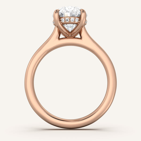Cushion Cut Cathedral Hidden Halo Engagement Ring | 18k Rose Gold