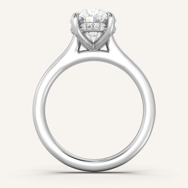 Cathedral Hidden Halo Engagement Ring | 14k White Gold