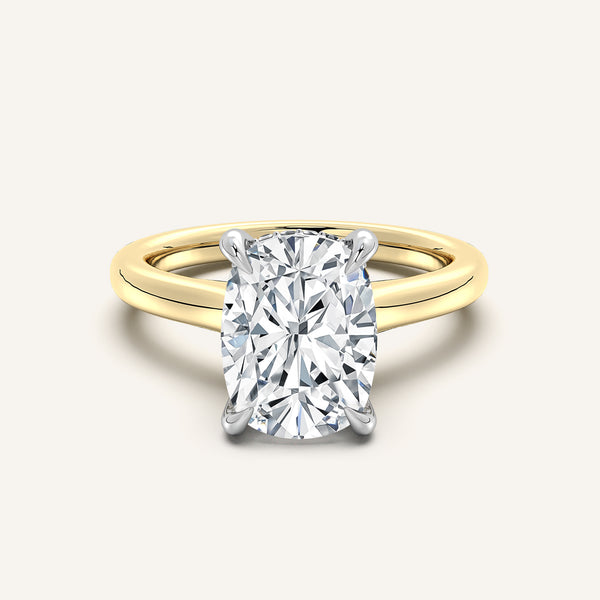 Cathedral Hidden Halo Engagement Ring | 14k Two Tone