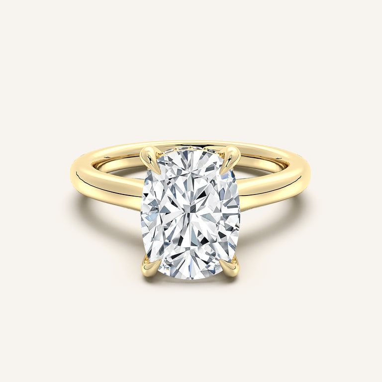 Image for Cushion Cut Cathedral Hidden Halo Engagement Ring | 18k Yellow Gold