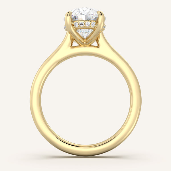 Cushion Cut Cathedral Hidden Halo Engagement Ring | 18k Yellow Gold