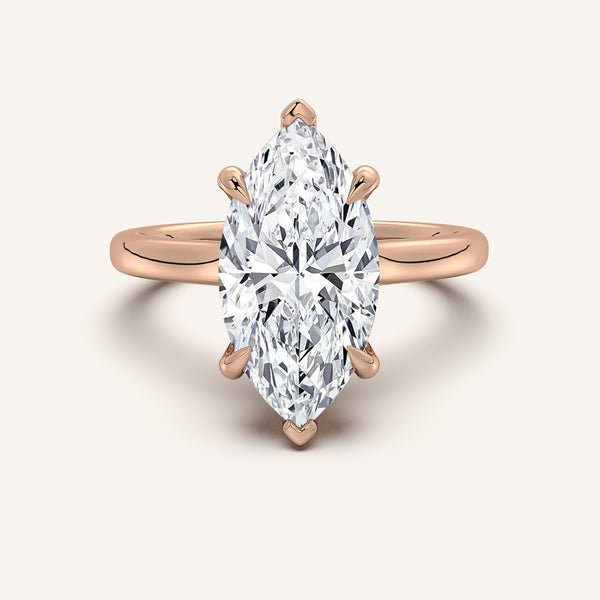 Marquise Cathedral Hidden Halo Engagement Ring | 14k Rose Gold