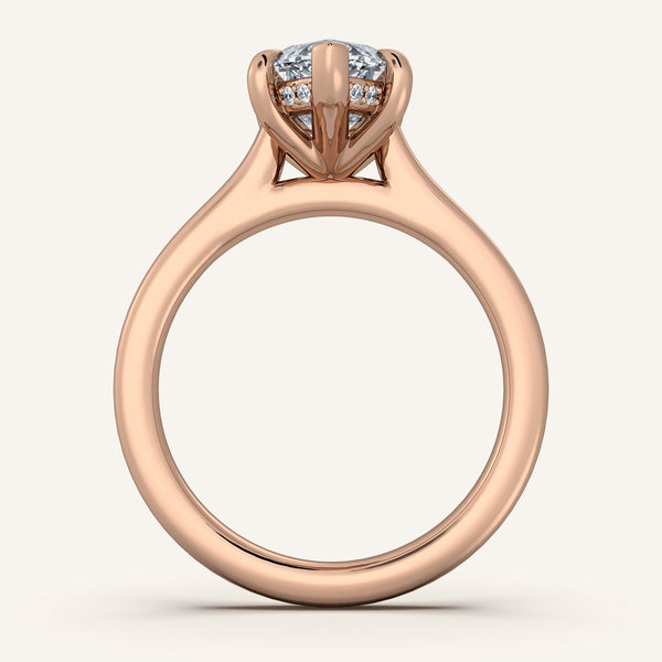 Marquise Cathedral Hidden Halo Engagement Ring | 18k Rose Gold