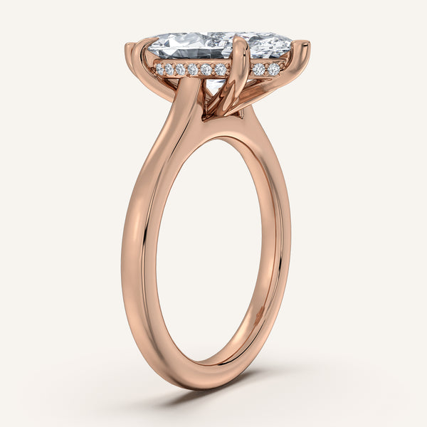 Marquise Cathedral Hidden Halo Engagement Ring | 14k Rose Gold