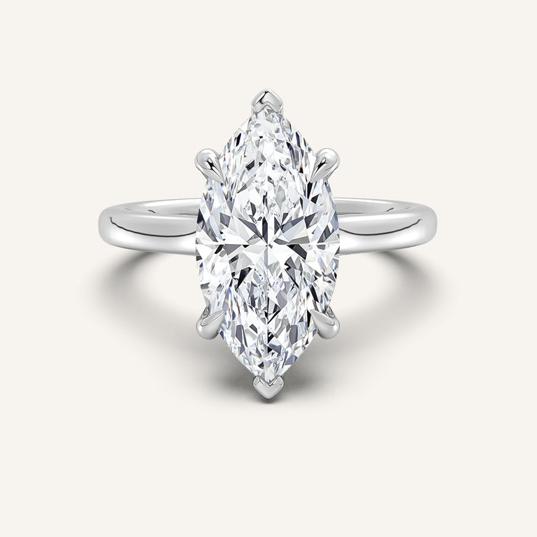 Image for Marquise Cathedral Hidden Halo Engagement Ring | 18k White Gold
