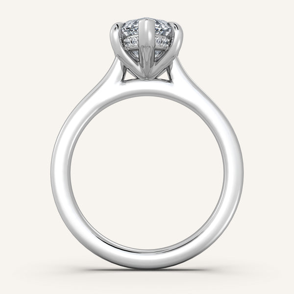 Marquise Cathedral Hidden Halo Engagement Ring | Platinum