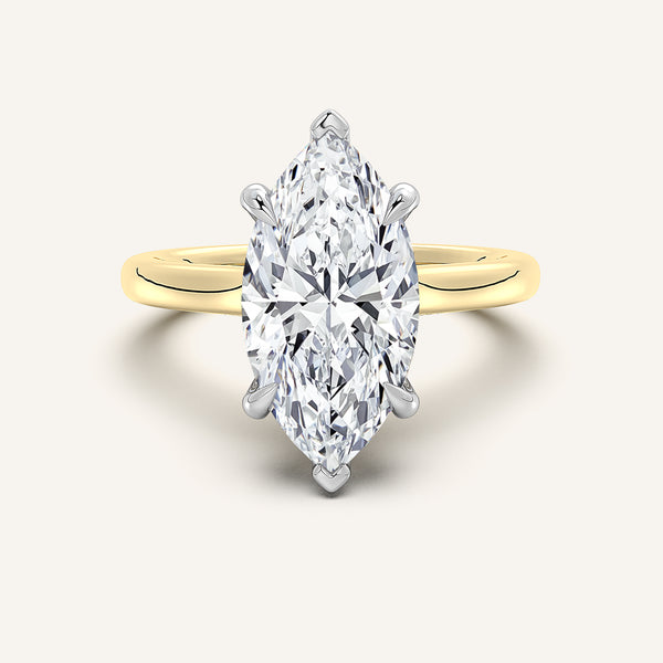 Cathedral Hidden Halo Engagement Ring | 14k Two Tone