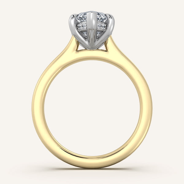 Marquise Cathedral Hidden Halo Engagement Ring | 18k Two Tone