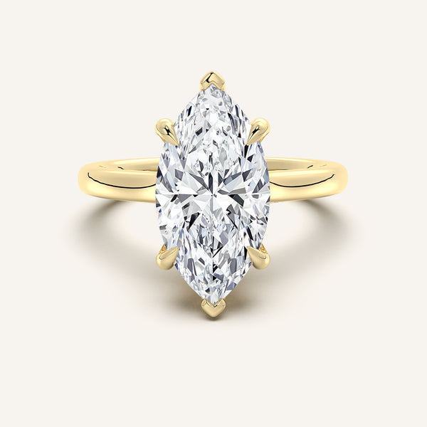 Marquise Cathedral Hidden Halo Engagement Ring | 18k Yellow Gold