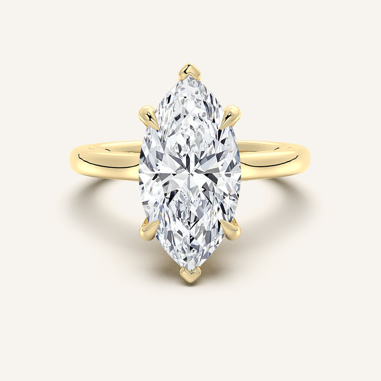 Image for Marquise Cathedral Hidden Halo Engagement Ring | 18k Yellow Gold