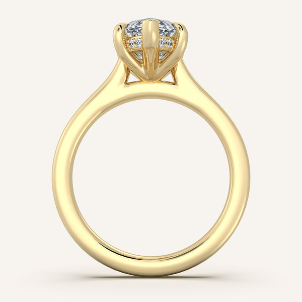 Cathedral Hidden Halo Engagement Ring | 14k Yellow Gold