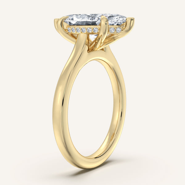 Marquise Cathedral Hidden Halo Engagement Ring | 18k Yellow Gold