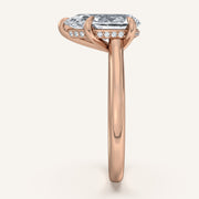Image for Pear Shape Cathedral Hidden Halo Engagement Ring | 18k Rose Gold