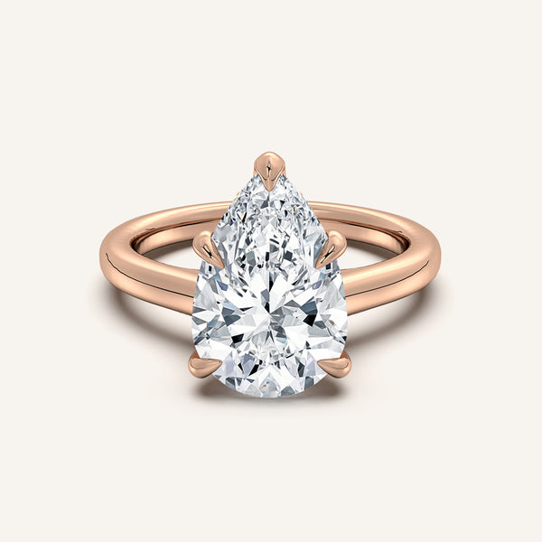 Pear Shape Cathedral Hidden Halo Engagement Ring | 18k Rose Gold
