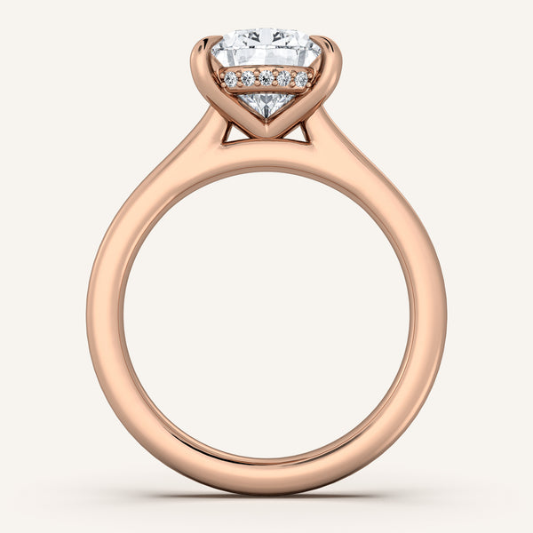 Pear Shape Cathedral Hidden Halo Engagement Ring | 18k Rose Gold