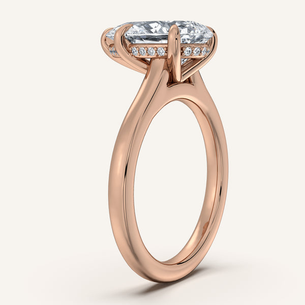 Pear Shape Cathedral Hidden Halo Engagement Ring | 18k Rose Gold