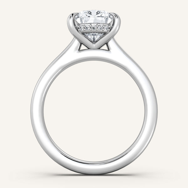 Cathedral Hidden Halo Engagement Ring | 14k White Gold