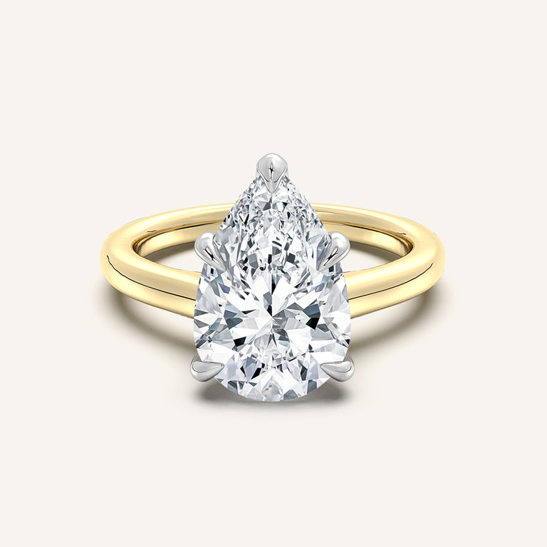 Image for Pear Shape Cathedral Hidden Halo Engagement Ring | 18k Two Tone