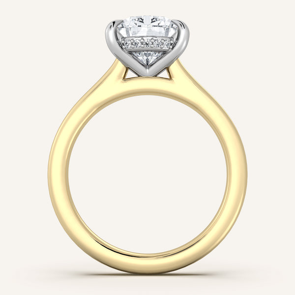 Pear Shape Cathedral Hidden Halo Engagement Ring | 18k Two Tone