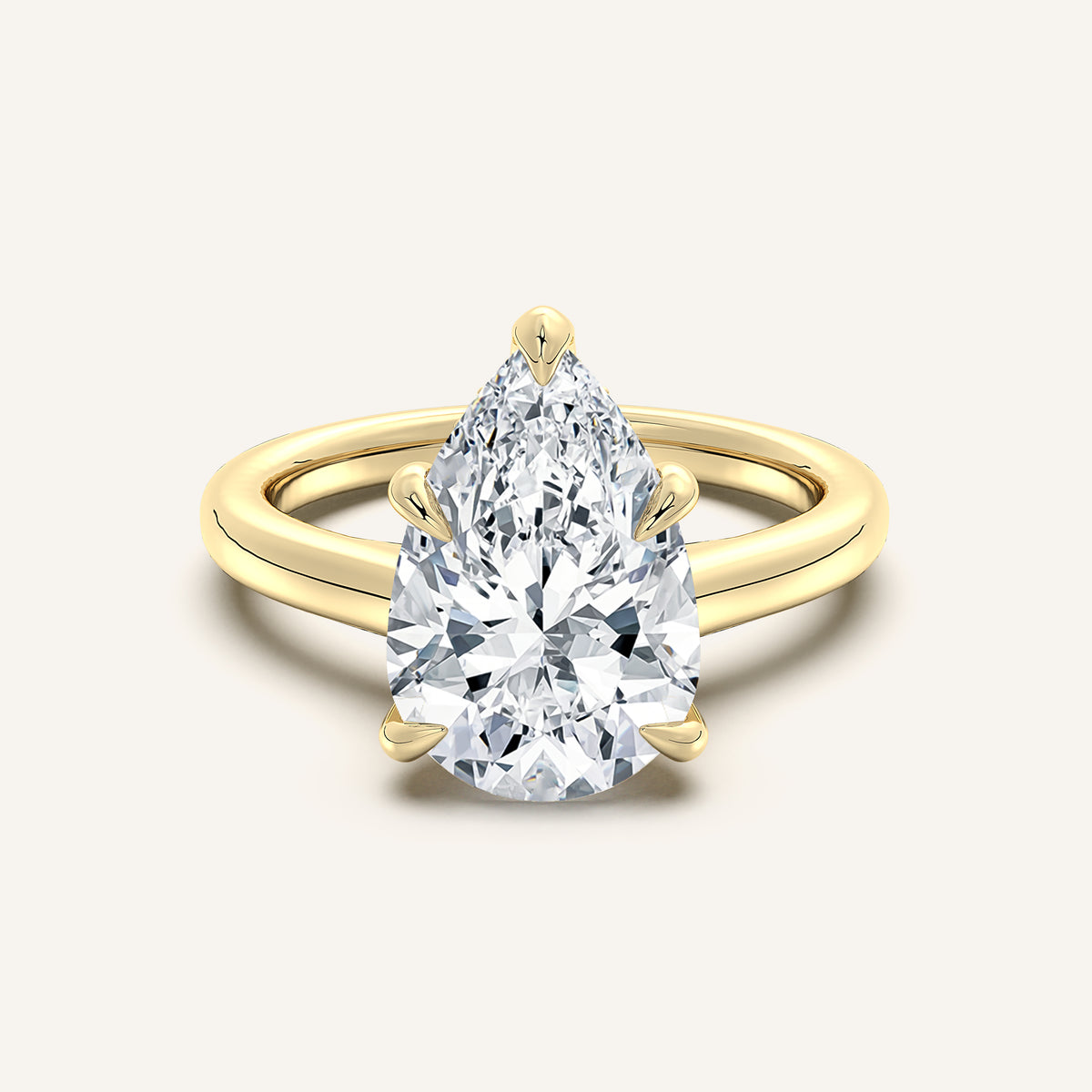 Image for Pear Shape Cathedral Hidden Halo Engagement Ring | 18k Yellow Gold