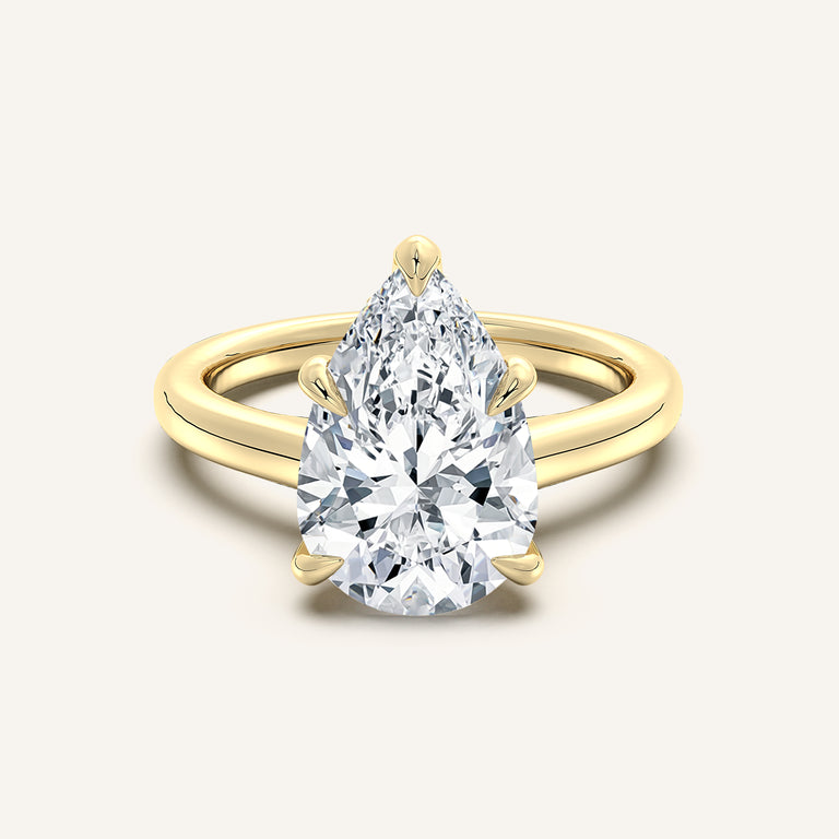 Image for Pear Shape Cathedral Hidden Halo Engagement Ring | 18k Yellow Gold