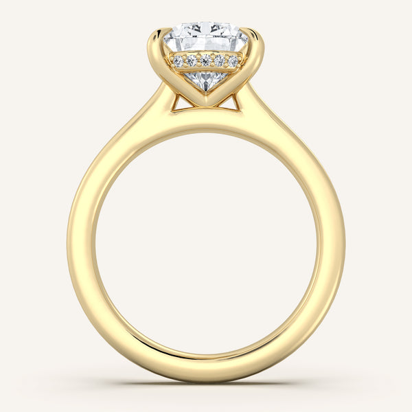 Pear Shape Cathedral Hidden Halo Engagement Ring | 18k Yellow Gold