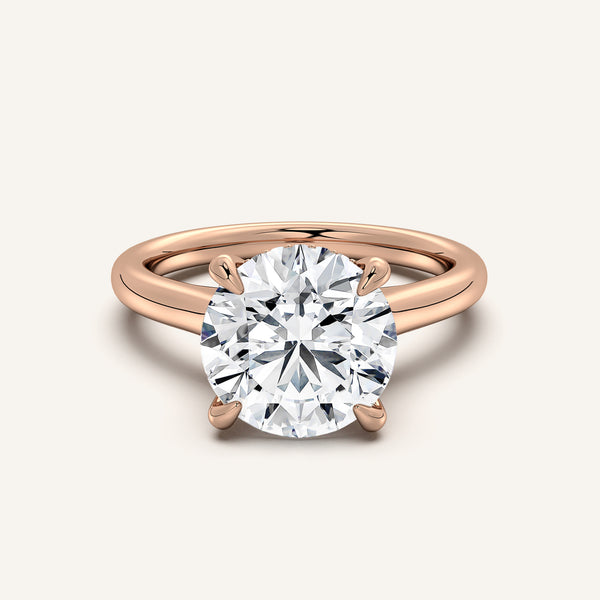Round Cathedral Hidden Halo Engagement Ring | 18k Rose Gold