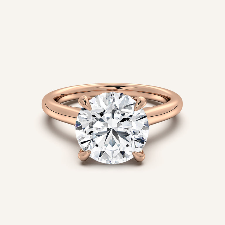 Image for Round Cathedral Hidden Halo Engagement Ring | 18k Rose Gold